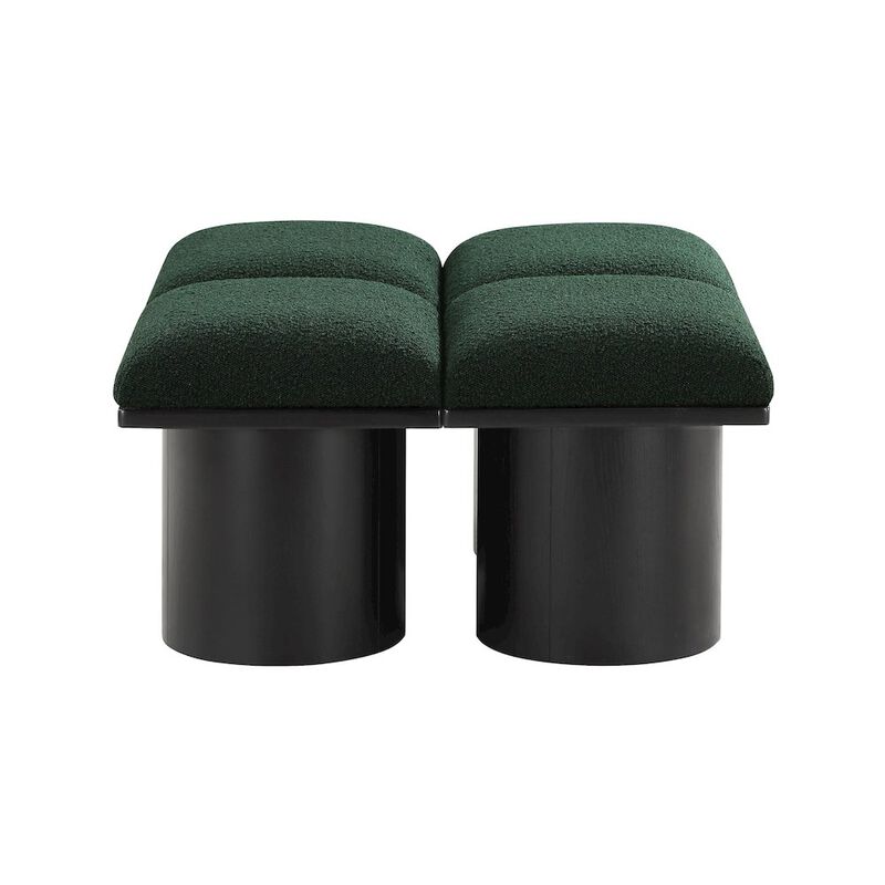 Meridian Furniture Pavilion Green Boucle Fabric Bench