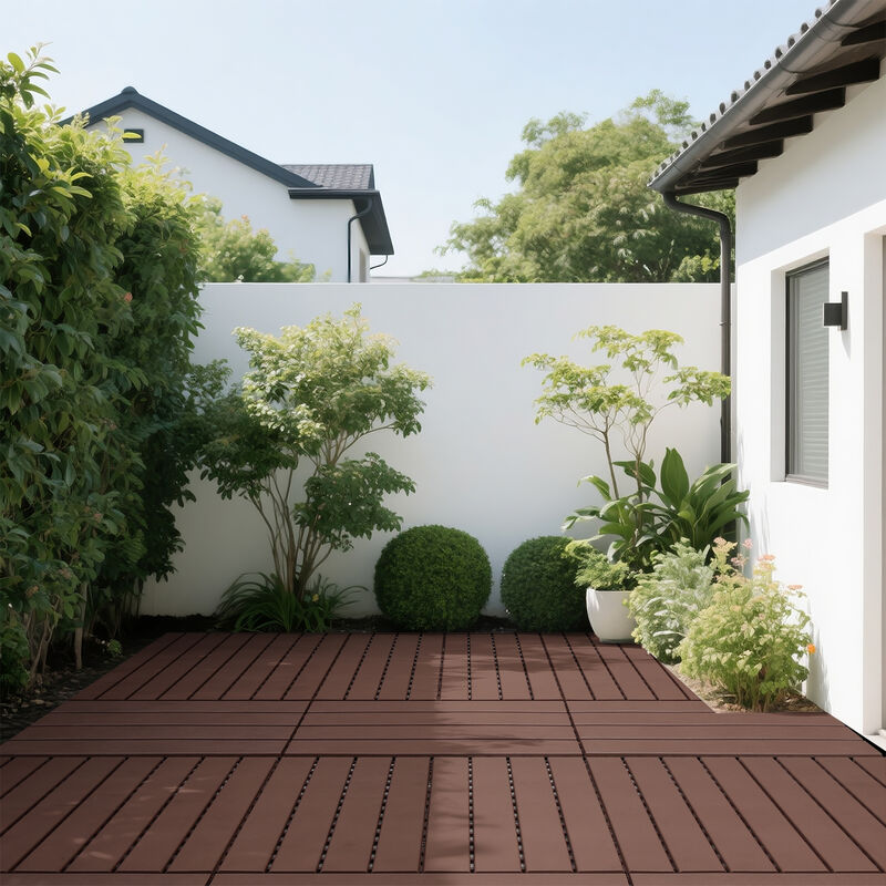 Plastic Interlocking Deck Tiles, 24 Pack Patio Flooring Waterproof Outdoor Indoor Flooring Deck Tiles, Patio Floor Decking Tiles image number 8