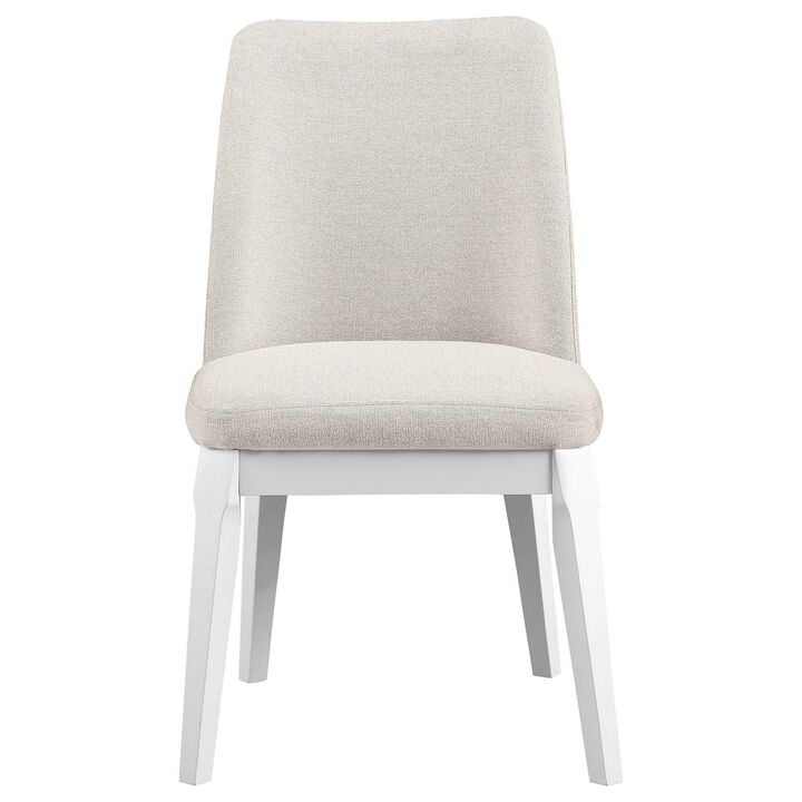 Risa Dining Side Chair Set of 2, Tall Back and Splayed Legs, Beige - Benzara