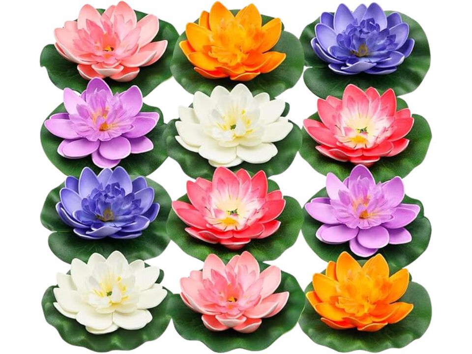12 Piece Colorful Artificial Lily Flowers Home Decor Floating