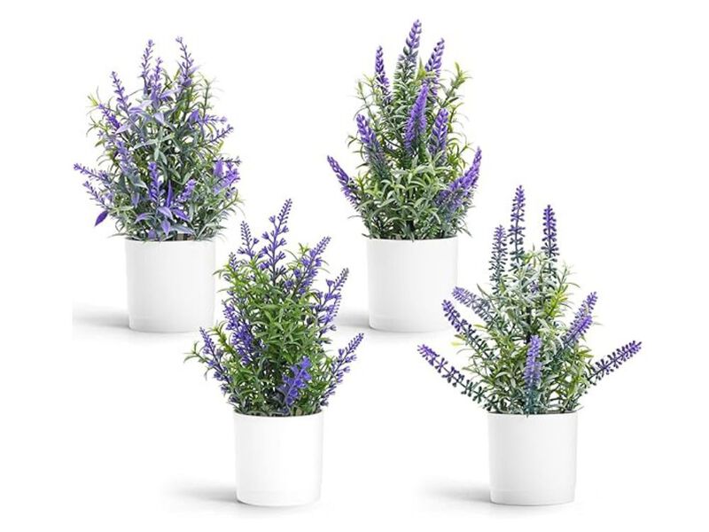 4 Piece Lavender Artificial Flowers Home Decor Small Plant image number 0