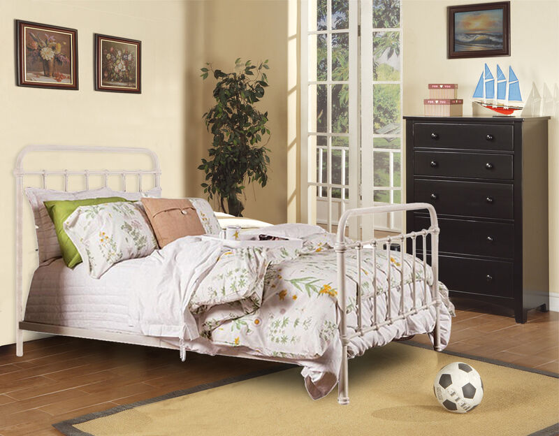 Powder Coated Metal Eastern King Platform Bed, White - Benzara