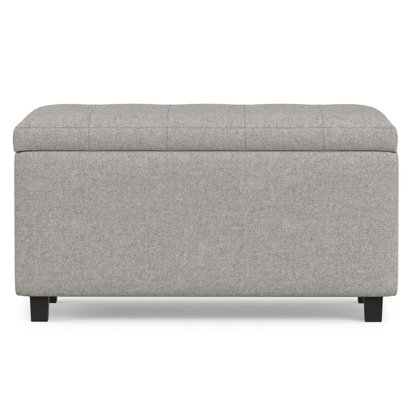 Cosmopolitan 34 inch Wide Transitional Rectangle Storage Ottoman in Cloud Grey Linen Look Fabric, Assembled image number 6