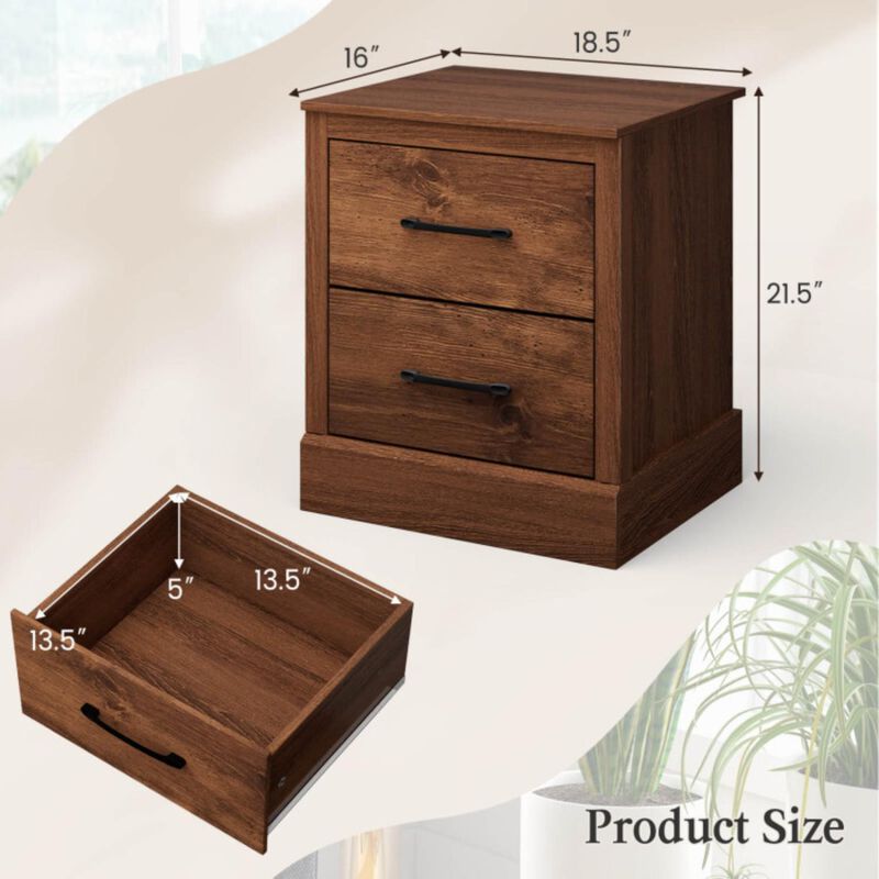 Hivvago Wood Compact Floor Nightstand with Storage Drawers