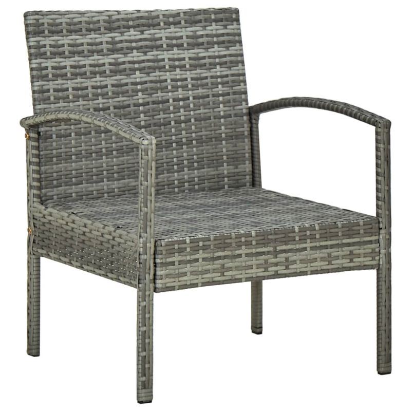 vidaXL Garden Chair with Cushion Poly Rattan Gray