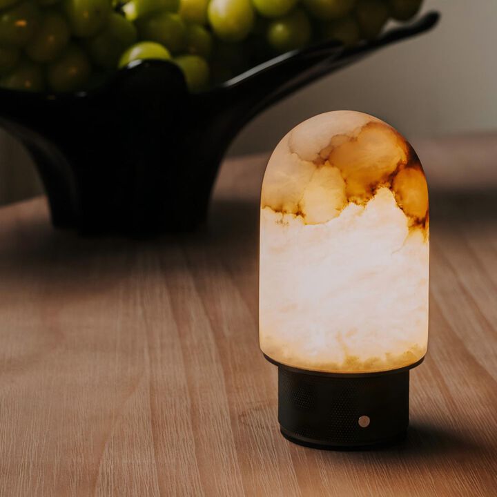 Natural Spanish Alabaster Rechargeable Table Lamp with Dimmable LED