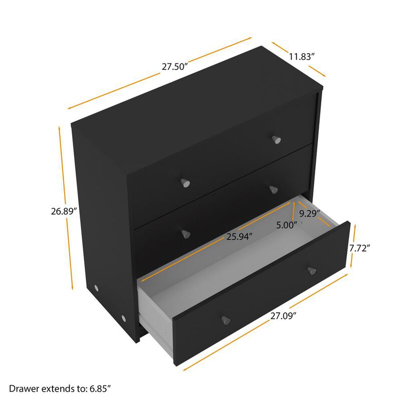 Tvilum Portland 3 Drawer Chest - Black