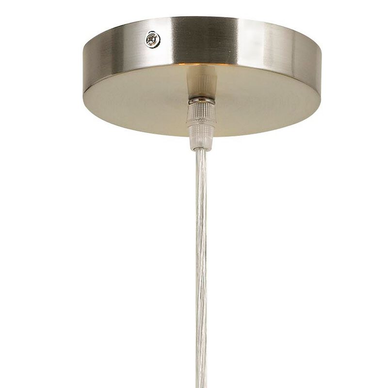 60W x 3 Drum Shade Pendant Fixture, Beige and Silver - Benzara