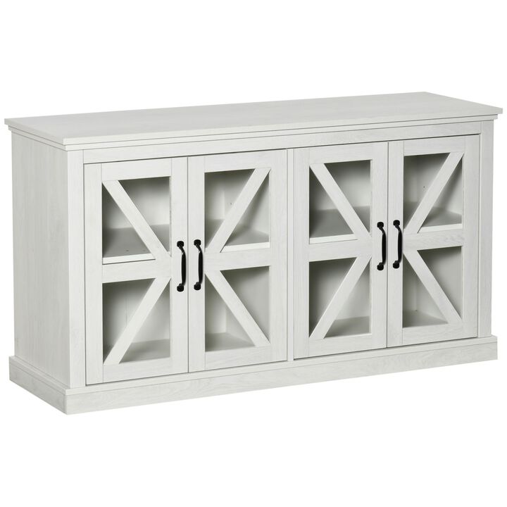 White Dining Storage: Rustic Buffet Sideboard with Glass Door