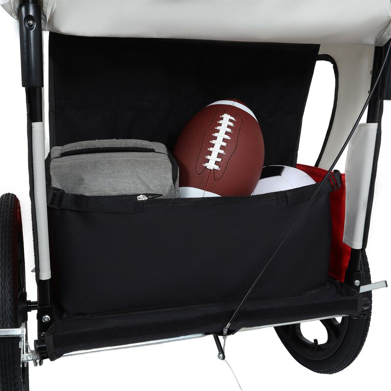 2-in-1 Double Seat Kids Bike Trailer Jogger &ndash; 5-Point Harness & Foldable Design image number 5
