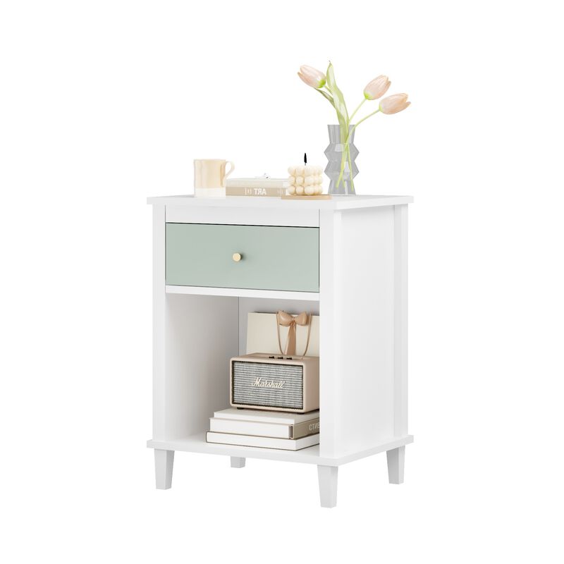 26.8" Assembled Wooden Nightstand 1-Drawer 1-Shelf for Kids Adults image number 0