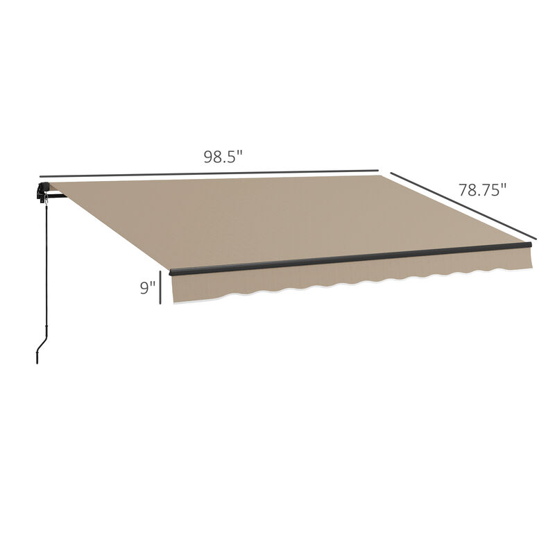 Outsunny 12' x 10' Retractable Awning, Patio Awning Sunshade Shelter with Manual Crank Handle, 280gsm UV Resistant Fabric and Aluminum Frame for Deck, Balcony, Yard, Beige