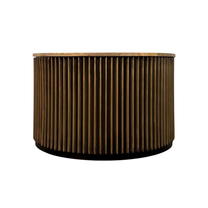 Carolina Chair & Table Harmony 30 Brass Groove Wood Top Coffee Table - Black Honed