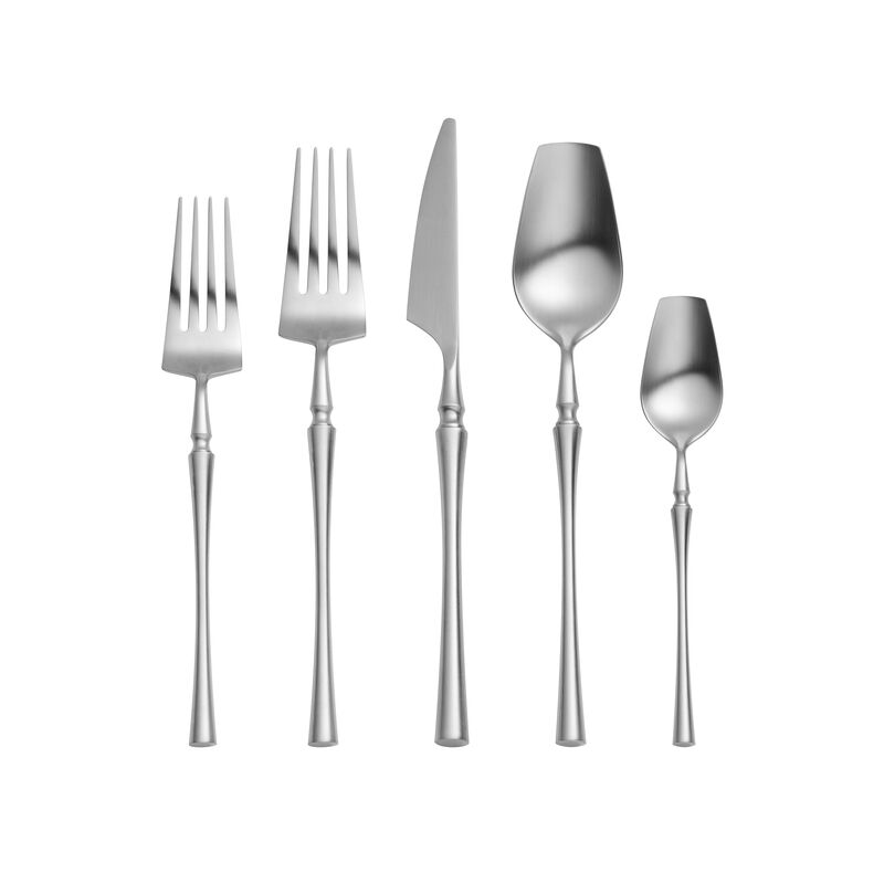 Millie Brushed Silver Stainless Steel Flatware - Set of 5 Pieces