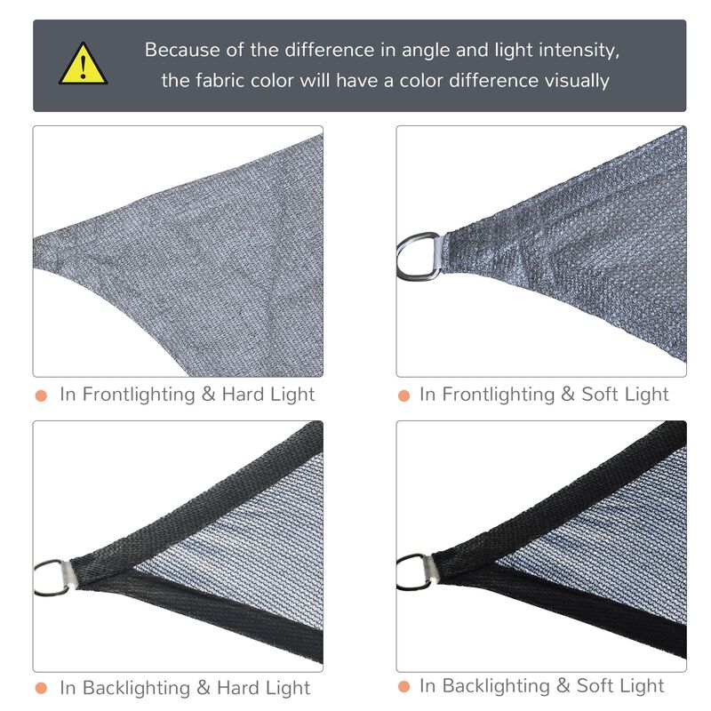 Expansive Sun Shield: 20'x13' Grey Rectangle Shade Sail with D-Rings & Rope
