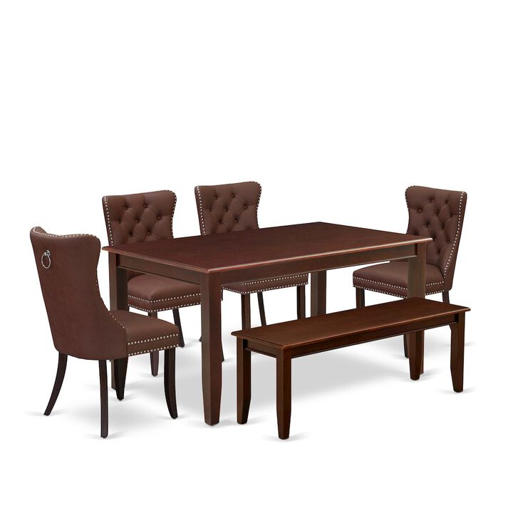 6 Piece Dining Room Set Consists of a Rectangle Solid Wood Table