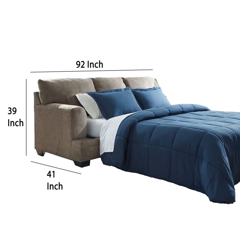 Ead Queen Size Sofa Sleeper, 4 Accent Pillows, Nutmeg Brown Polyester image number 4