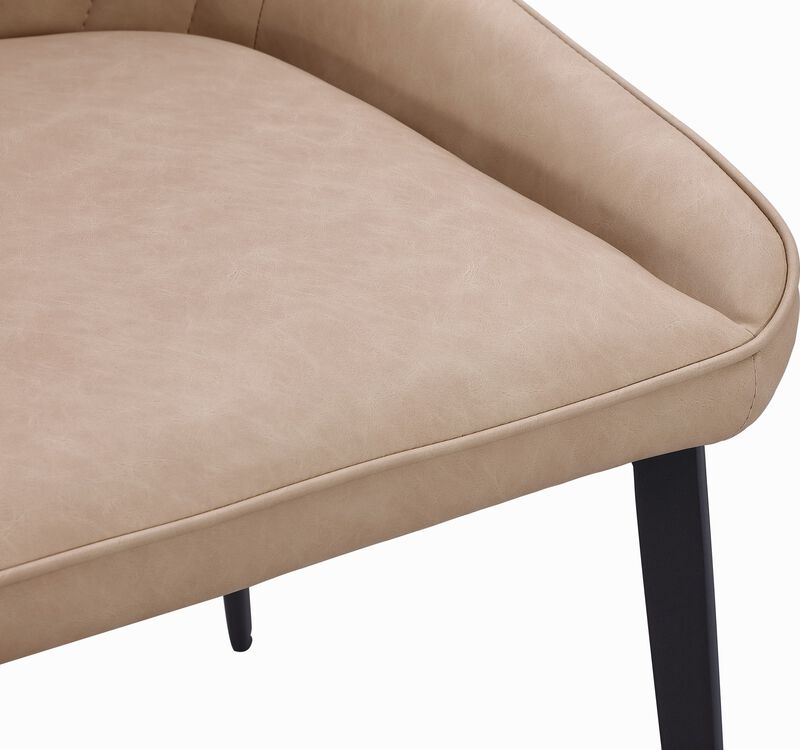 Lucia Metal Leg Upholstered Dining Chair in Honey Synthetic Leather - Set of 2