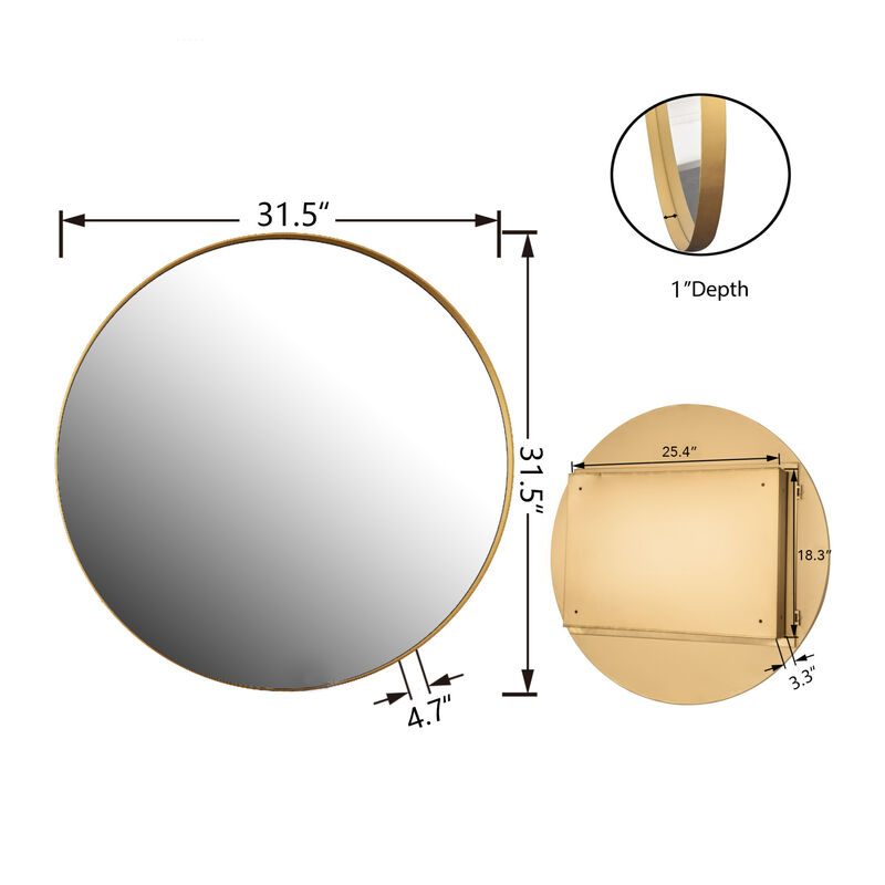 ELEMENT ACE Modern Round Metal Medicine Cabinet with Adjustable Shelves - Elegant Bathroom Storage Solution image number 2
