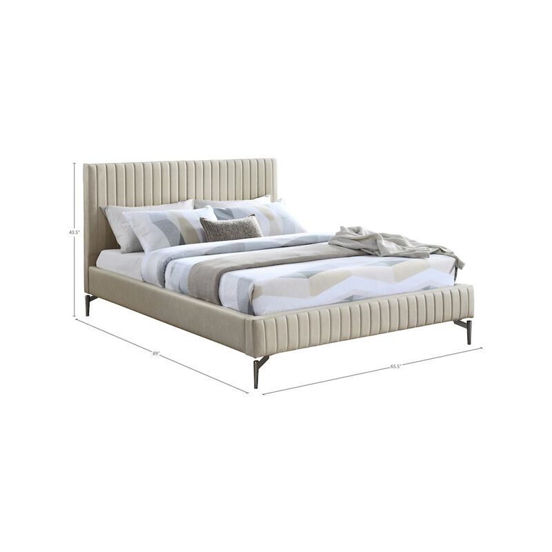 Meridian Furniture Gallo Beige Vegan Leather Queen Bed