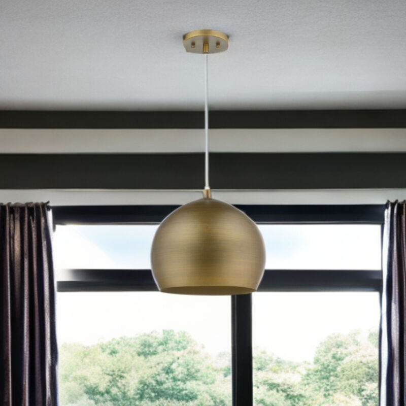 Hivvago Latitude 1-Light Hand Painted Antique Gold Pendant With Gold Interior Shade