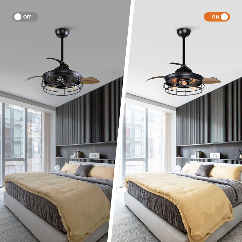 36 in.  Industrial Black 3blades Ceiling Fan with Remote