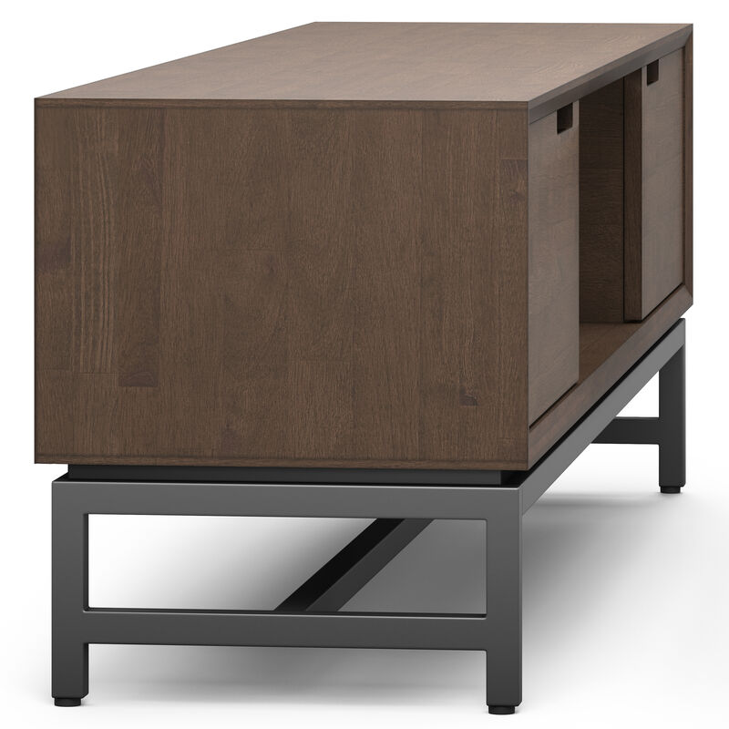 Banting SOLID HARDWOOD 72 inch Wide Modern Industrial TV Media Stand in Walnut Brown For TVs up to 80 inches