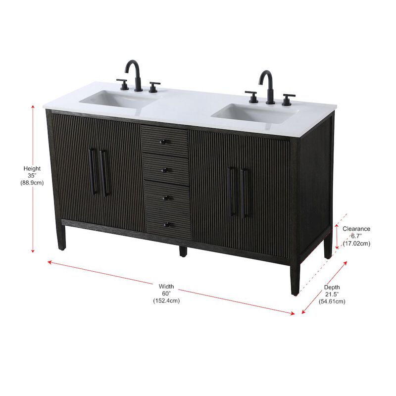 Elegant Kitchen and Bath 60 inch Double Bathroom Vanity inChocolate Oak