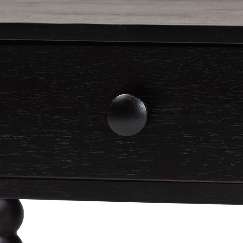 Baxton Studio Brantley Spindle Nightstand - 1-Drawer Bedside Table with Beaded Frame and Open Base for Bedroom image number 4