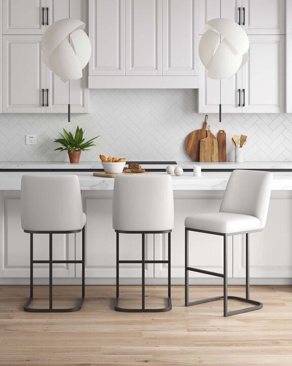 Serena White Barstools (Set of 3)
