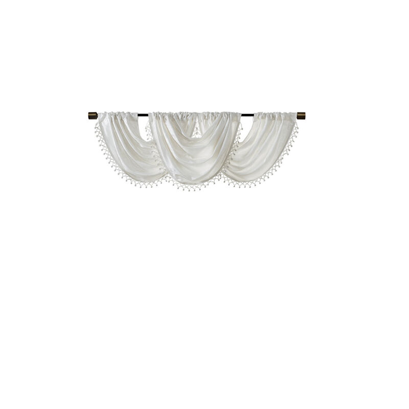 Gracie Mills Soraya Contemporary Embellished Trim Marble Jacquard Valance