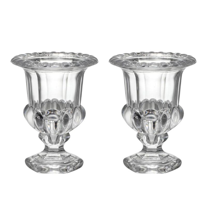 Hivvago Set of Two Clear Glass Urn Table Vases