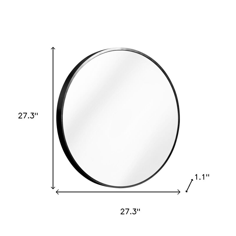 HomeRoots 27" Black Aluminum Round Framed Accent Mirror image number 3