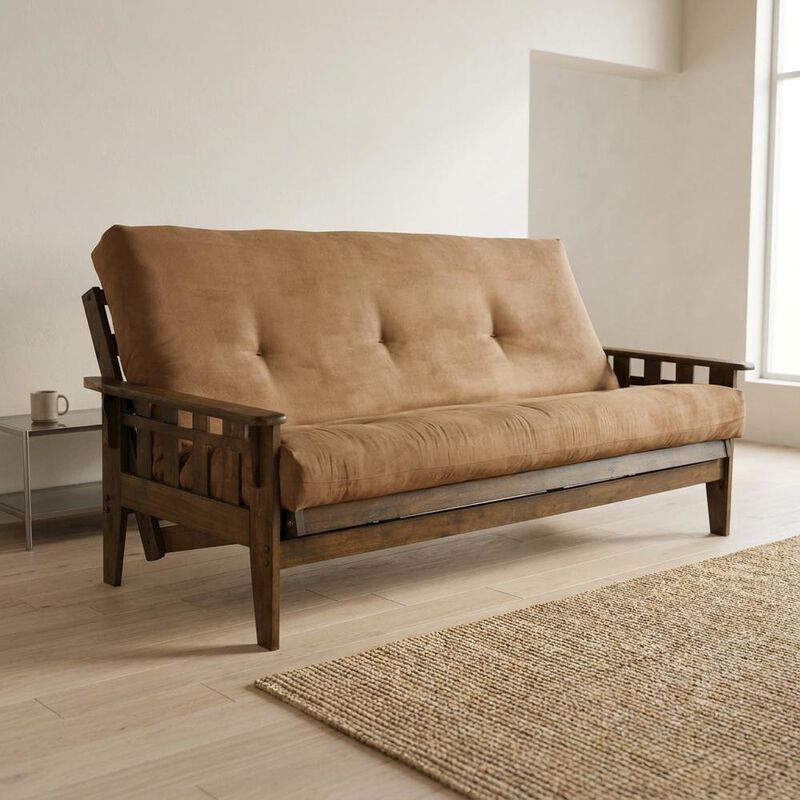 Tucson Frame-Rustic Walnut Finish-Suede Peat Mattress image number 8