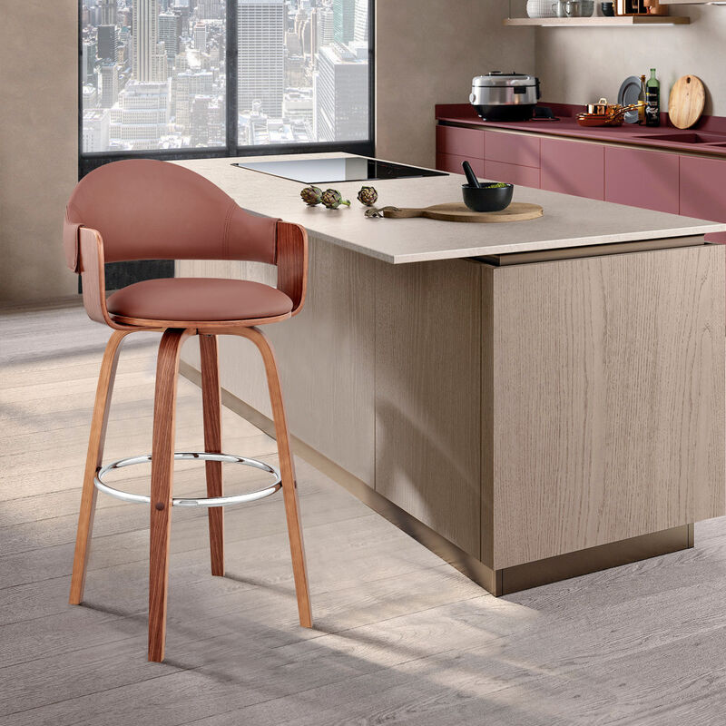 Hivvago 26 Inch Brown Swivel Low Back Counter Height Bar Chair