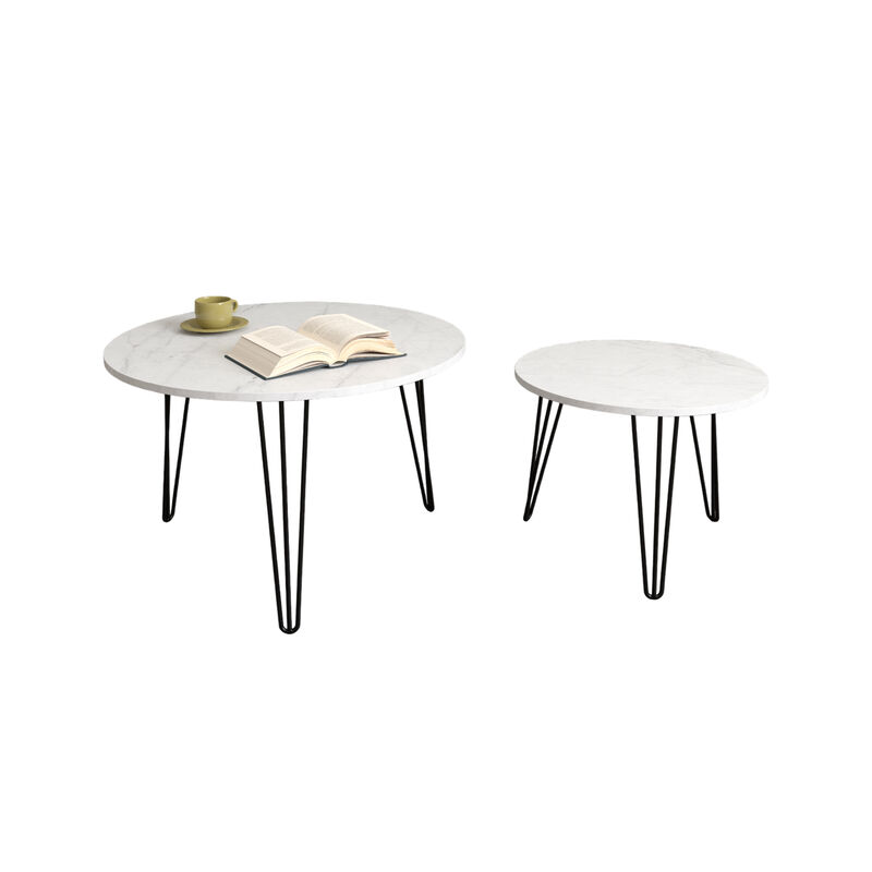 Round Nesting Coffee Table Set of 2 Versatile & Space-Saving Living Room Furniture