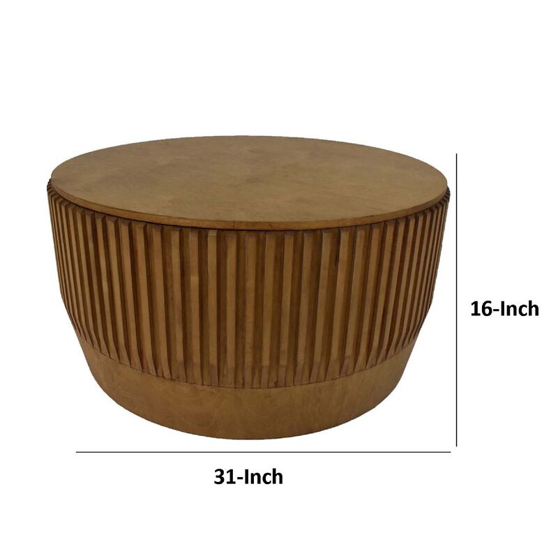 Modern Storage Coffee Table, 31 Inch Round Lift Top, Dark Brown Wood