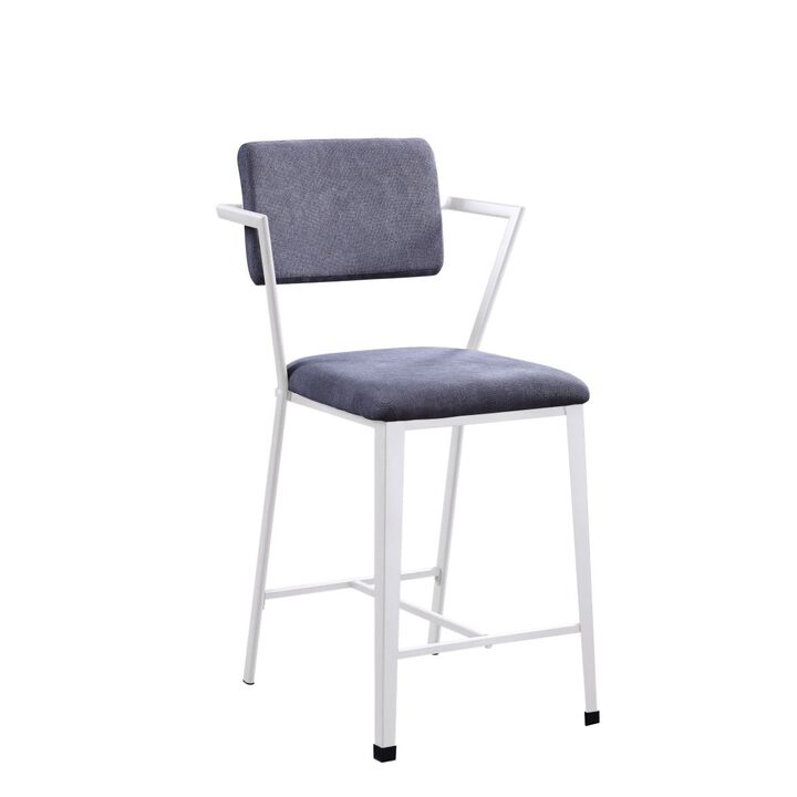 Cargo Counter Height Chair (Set-2), Gray Fabric & White (2Pc/1Ctn)