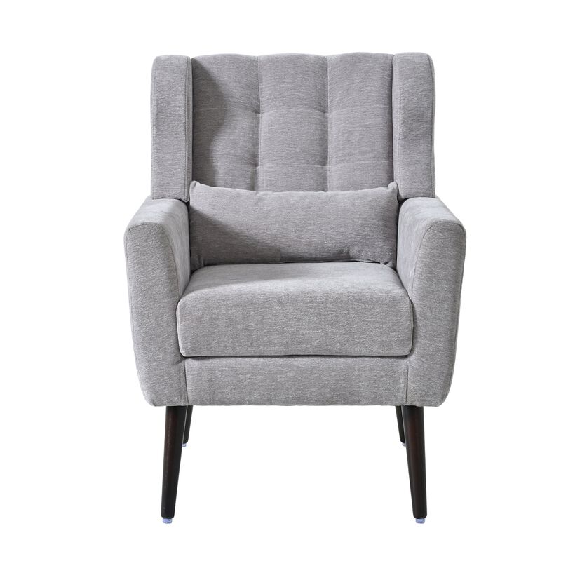Mondawe Modern Accent Chair, Chenille Upholstered Armchair Comfy Padded Lounge with Pillow image number 0