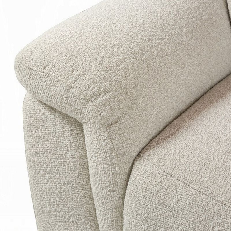 Ayna Power Motion Sectional Sofa, Beige Boucle Upholstery, Console - Benzara