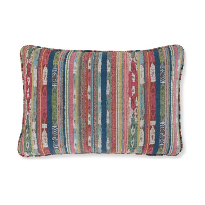 Lumbar Pillow Set of 4, 16 x 23 Inch Striped Red Blue White Green Polyester - Benzara