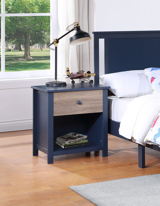 Olive & Opie Connelly Nightstand Midnight Blue/Vintage Walnut
