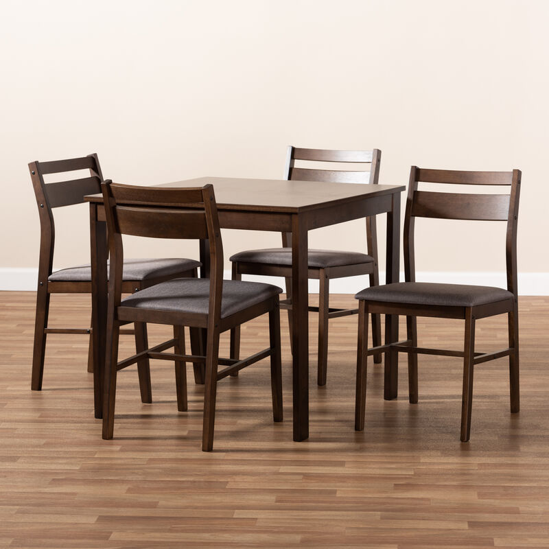 Baxton Studio Lovy Modern and Contemporary Gray Fabric Upholstered 5 Piece Wood Dining Set