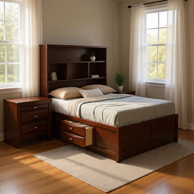 Bedroom Set, Wood &ndash; 2 Piece Set with Nightstand image number 8