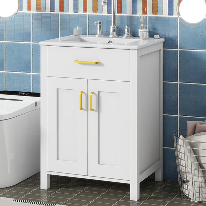 ELEMENT ACE Compact Bathroom Vanity Combo with Ceramic Sink and Soft Close Doors for Small Space Efficiency image number 7