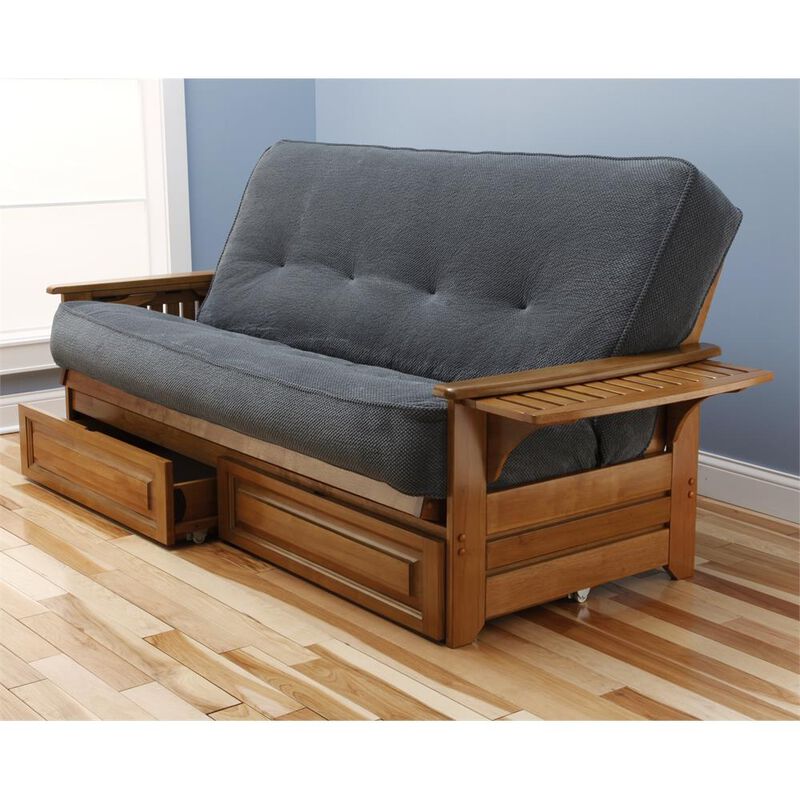 Phoenix Frame-Barbados Finish-Marmont Thunder Mattress-Storage Drawers