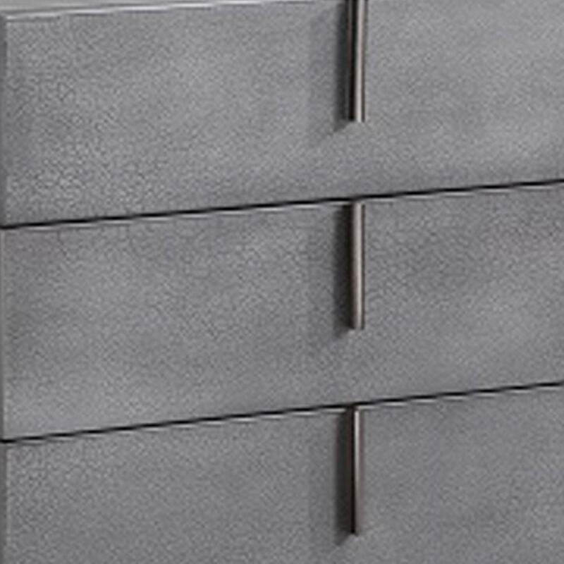 Cid Jely 24 Inch Nightstand, 3 Drawers, Crackled Lacquer Texture, Gray - Benzara image number 2