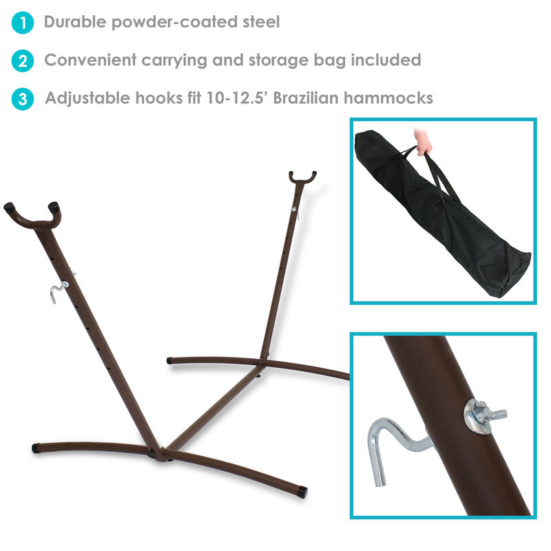 Sunnydaze Steel Hammock Stand with Carrying Case - 100 in