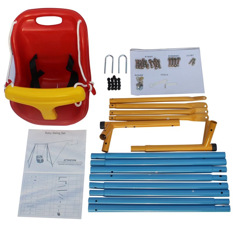Streamdale Metal Swing Set with Safety Belt for Kids image number 6