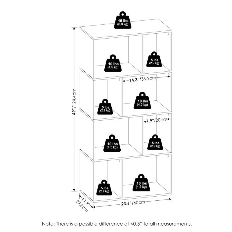 Daly 8-Cube Irregular Cubes Bookcase, Bookshelf, Storage Organizer, Espresso